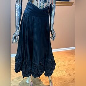 Donna Karan Black Pleated Midi Skirt